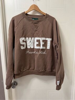 Brown 'SWEET' Appliqué Crewneck Sweatshirt